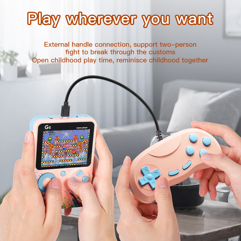 [Pink] 3.0-inch two-player matchmaking handheld console 500 and 1 Retro retro color screen console Dazzling color matching game  G5