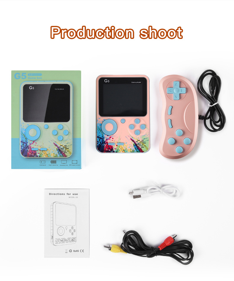 [Pink] 3.0-inch two-player matchmaking handheld console 500 and 1 Retro retro color screen console Dazzling color matching game  G5