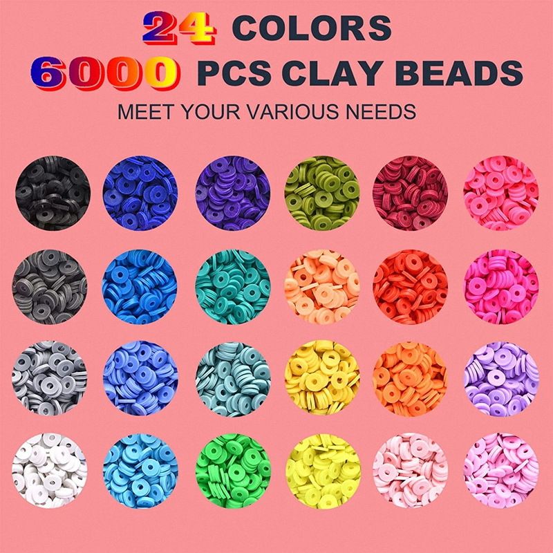 7200 clay beads Smiley face letter beads 6mm polymer clay sheet polymer beads DIY jewelry accessories  RT-48002