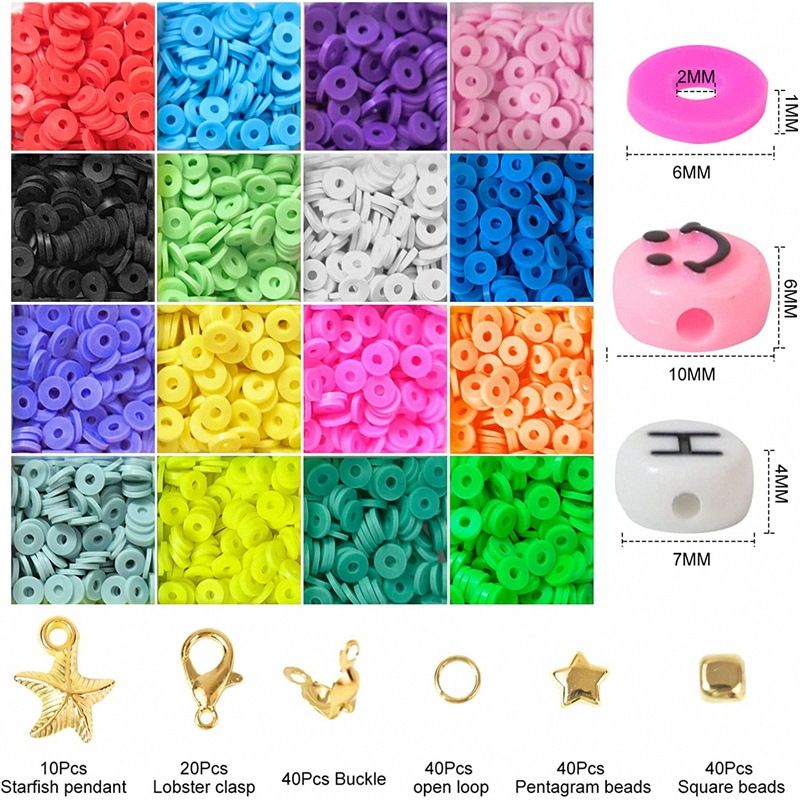 6mm polymer clay beads polymer clay beads 28 grid smiley face diy jewelry accessories  RT-28001