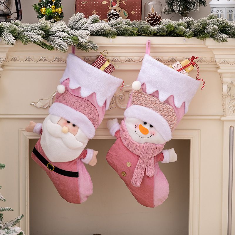 Christmas decorations Nordic wind Christmas stocking Pink Old man Snowman Christmas stocking gift bag Gift socks Old man + snowman one each Other A+B