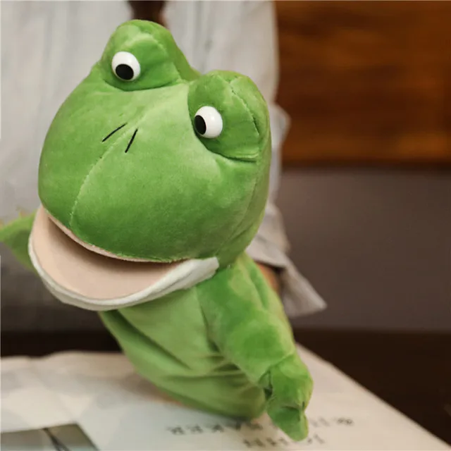 [Frog] Soft Stuffed Toy Doll Animal Plush Doll Educational Baby Toys Kawaii Hand Finger Puppet 24*14cm  PP