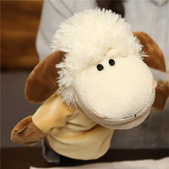 [Sheep] Soft Stuffed Toy Doll Animal Plush Doll Educational Baby Toys Kawaii Hand Finger Puppet 24*14cm  PP