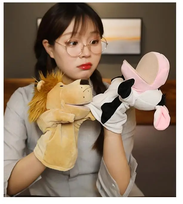 [Sheep] Soft Stuffed Toy Doll Animal Plush Doll Educational Baby Toys Kawaii Hand Finger Puppet 24*14cm  PP