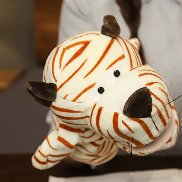 [Tiger] Soft Stuffed Toy Doll Animal Plush Doll Educational Baby Toys Kawaii Hand Finger Puppet 24*14cm  PP