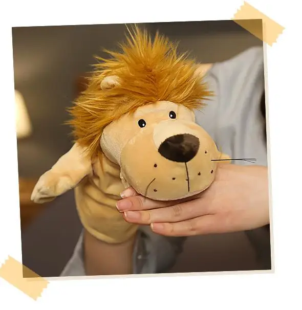 [Tiger] Soft Stuffed Toy Doll Animal Plush Doll Educational Baby Toys Kawaii Hand Finger Puppet 24*14cm  PP