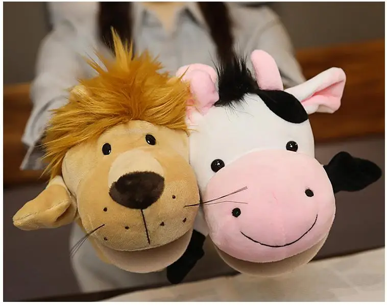 [Lion] Soft Stuffed Toy Doll Animal Plush Doll Educational Baby Toys Kawaii Hand Finger Puppet 24*14cm  PP