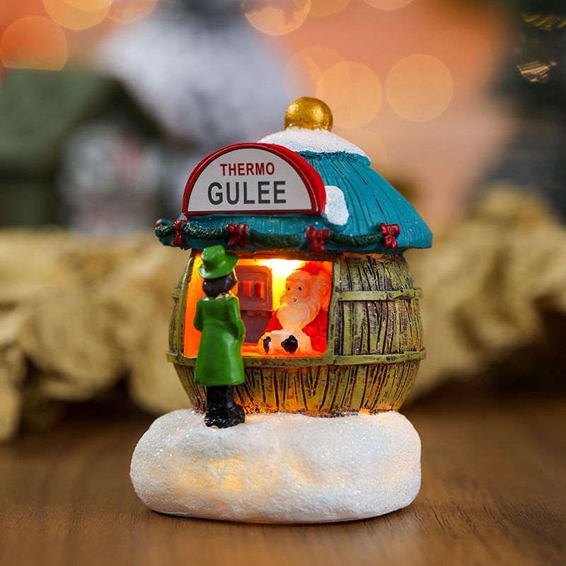 3PCS Christmas resin small House Santa Claus Shop micro landscape resin decoration Christmas gifts for children Other A+B+C