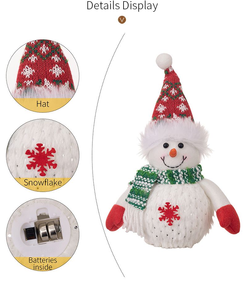 Christmas snowman doll decoration light up doll Christmas snowflake with lights snowman doll children