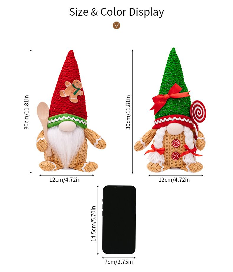 Christmas decoration gingerbread Man decoration Luminescent biscuit Man Red and green pointed hat with light doll male + female one each  A+B