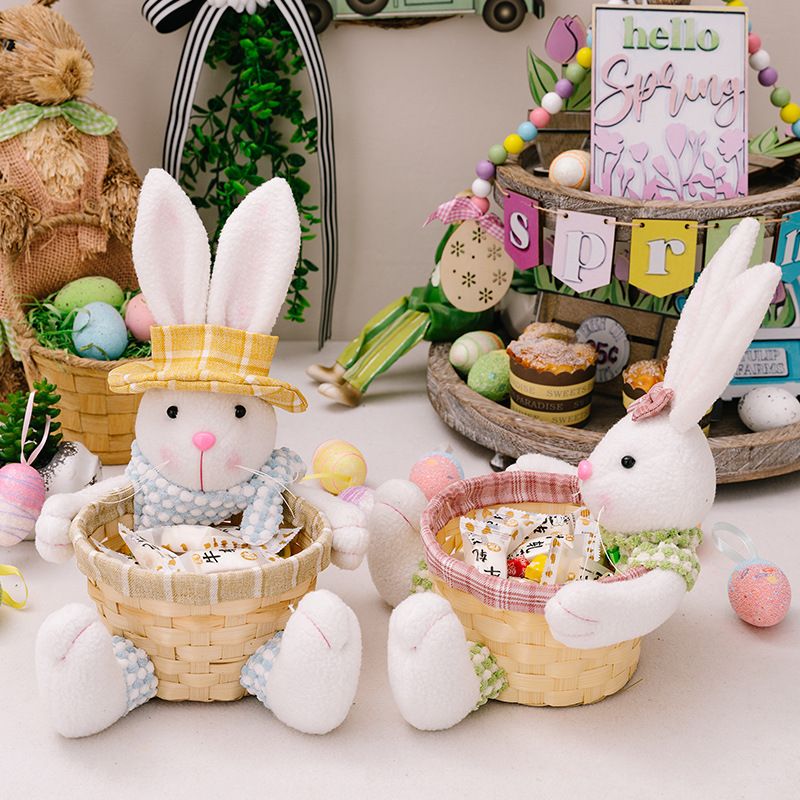 Easter decorations cartoon cute Easter bunny doll candy basket Egg storage basket A +B each  A+B