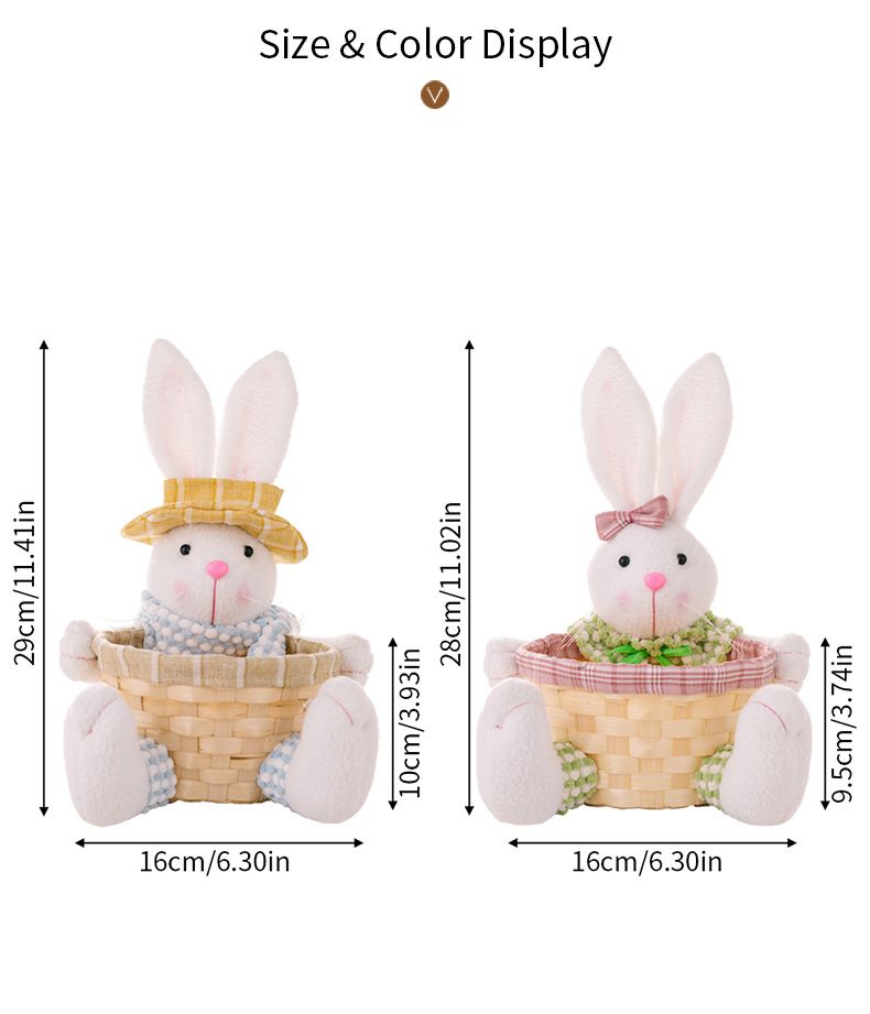 Easter decorations cartoon cute Easter bunny doll candy basket Egg storage basket A +B each  A+B