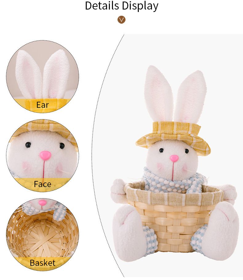 Easter decorations cartoon cute Easter bunny doll candy basket Egg storage basket A +B each  A+B