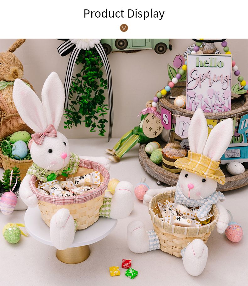 Easter decorations cartoon cute Easter bunny doll candy basket Egg storage basket A +B each  A+B