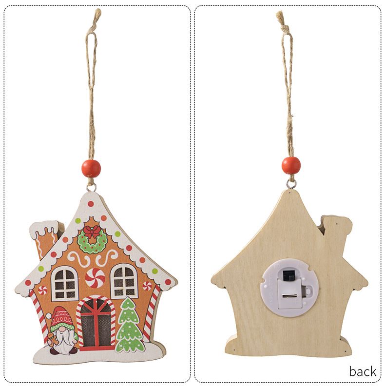 Christmas cottage wooden pendant Christmas gingerbread cottage with lights pendant Christmas tree decoration hanging A +B one each  A+B