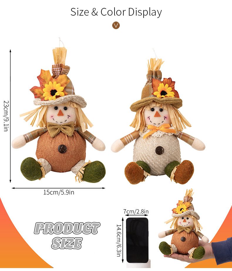 Thanksgiving decorations Harvest season Boys and girls Scarecrow pendants Autumn dolls Maple Leaf pendants men + women one each  A+B