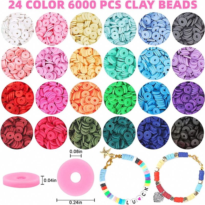 6mm polymer clay sheet polymer beads Clay beads set alphabet beads handmade bracelet diy jewelry accessories  RT-28007