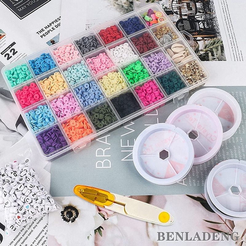 6mm polymer clay sheet polymer beads Clay beads set alphabet beads handmade bracelet diy jewelry accessories  RT-28007