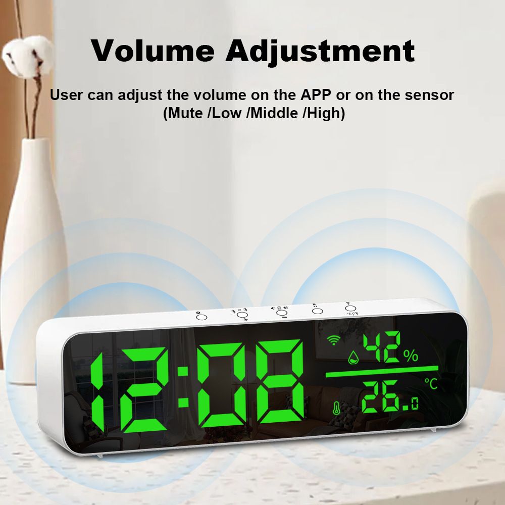 tuya app Temperature and humidity multi-function alarm clock Creative LED clock wifi thermometer Smart home temperature and humidity smart home control system  SZ01