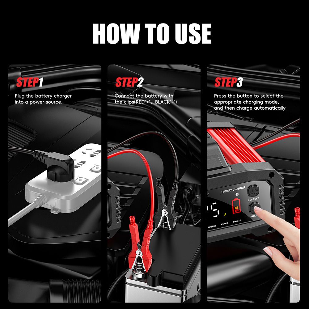 25A high-power portable 12V and 24V lithium iron lead-acid chargers for cars, ships and motorcycles  FPT-250