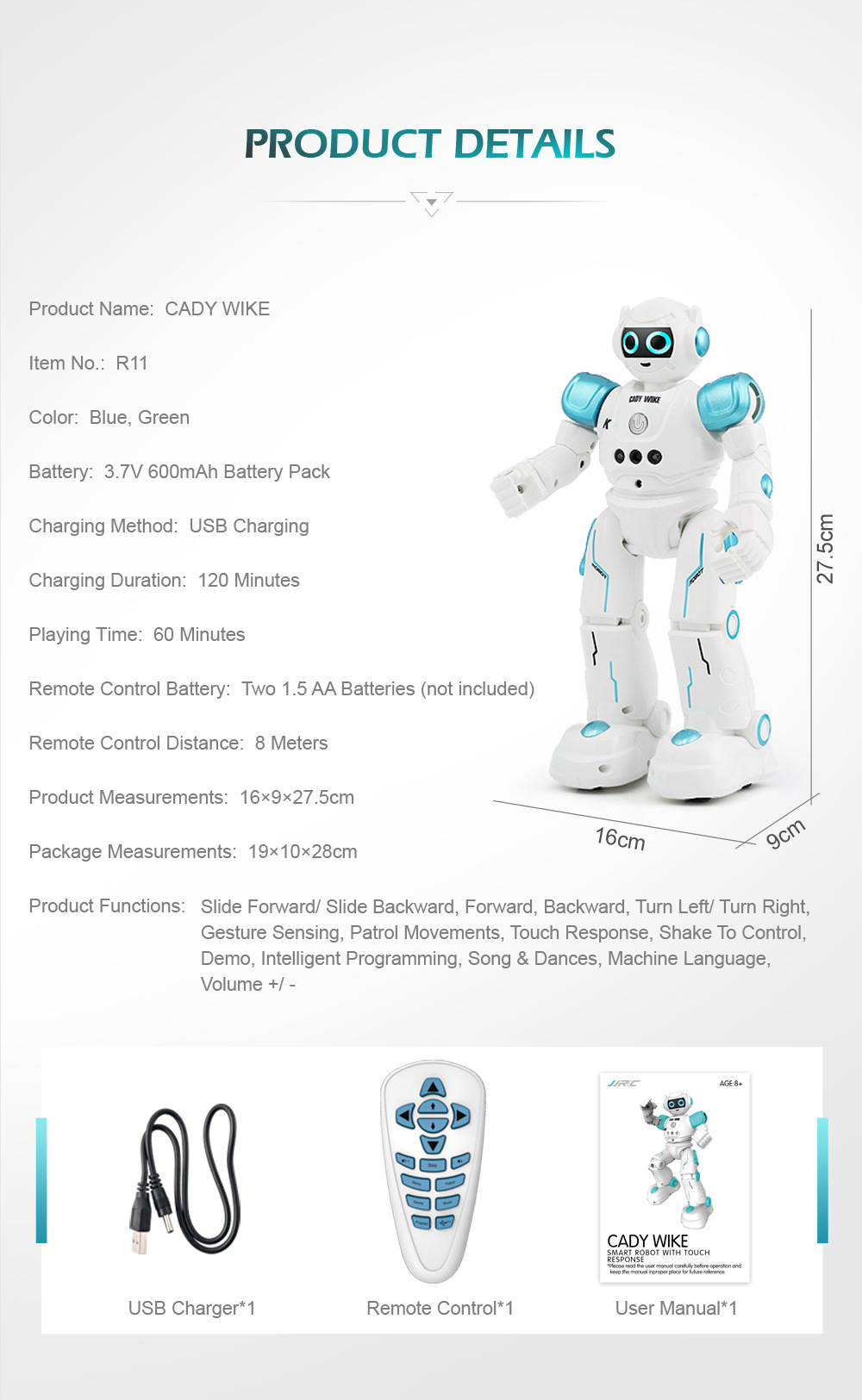 [Blue] Remote control intelligent programming robot educational children