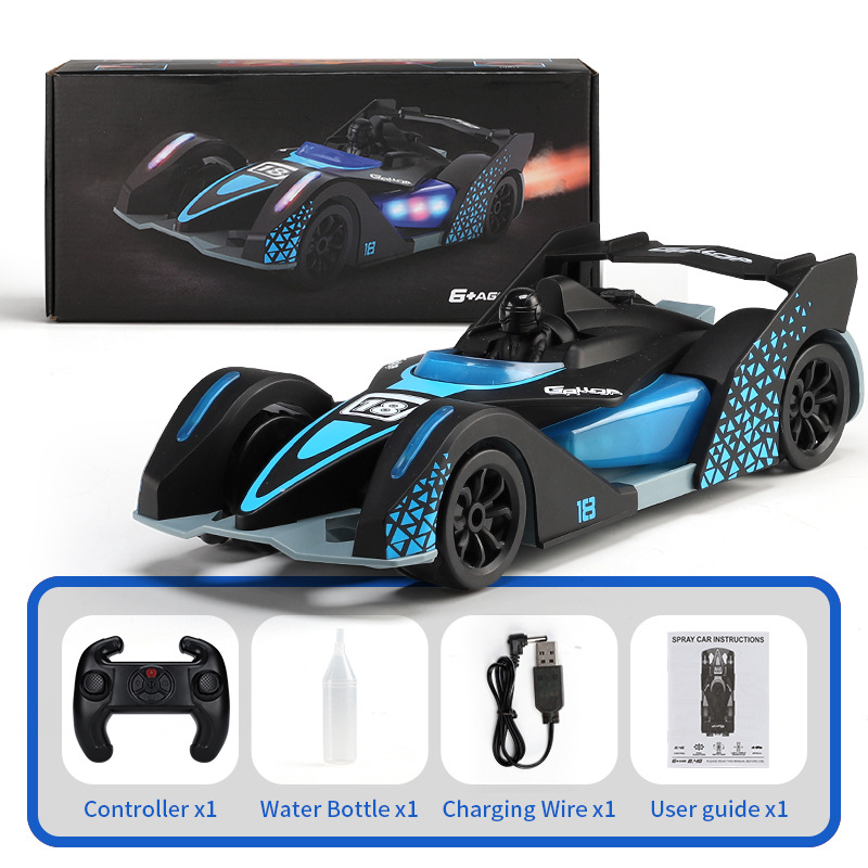 [Black] F1 Spray Drift Racing lights High speed Music 2.4g remote control car Children