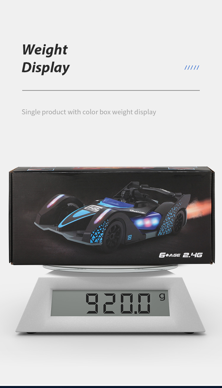 [Black] F1 Spray Drift Racing lights High speed Music 2.4g remote control car Children