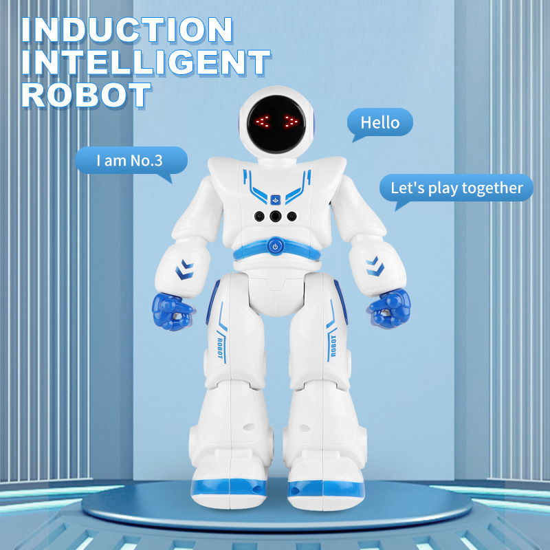 [Yellow] Robocop intelligent early education robot electric singing infrared sensing children