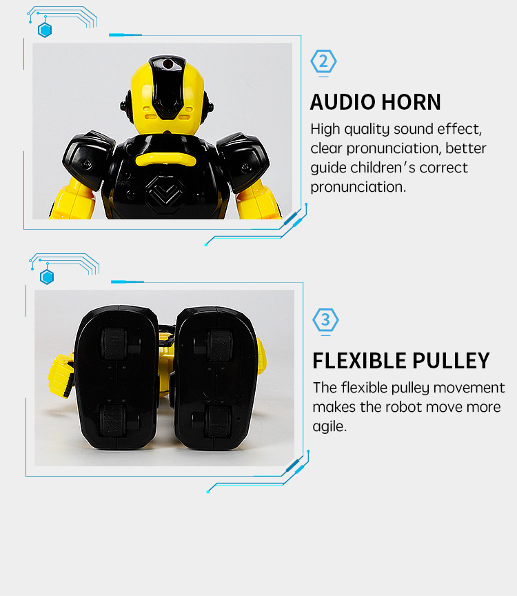 [Yellow] Robocop intelligent early education robot electric singing infrared sensing children