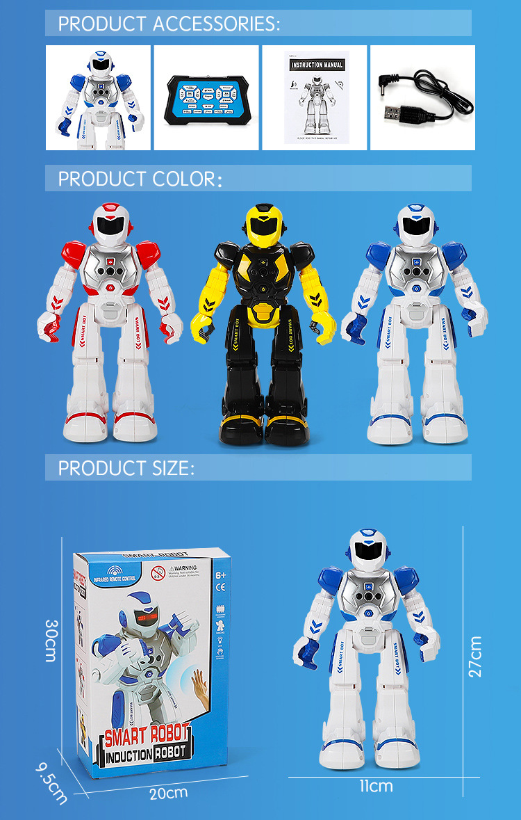 [Yellow] Robocop intelligent early education robot electric singing infrared sensing children