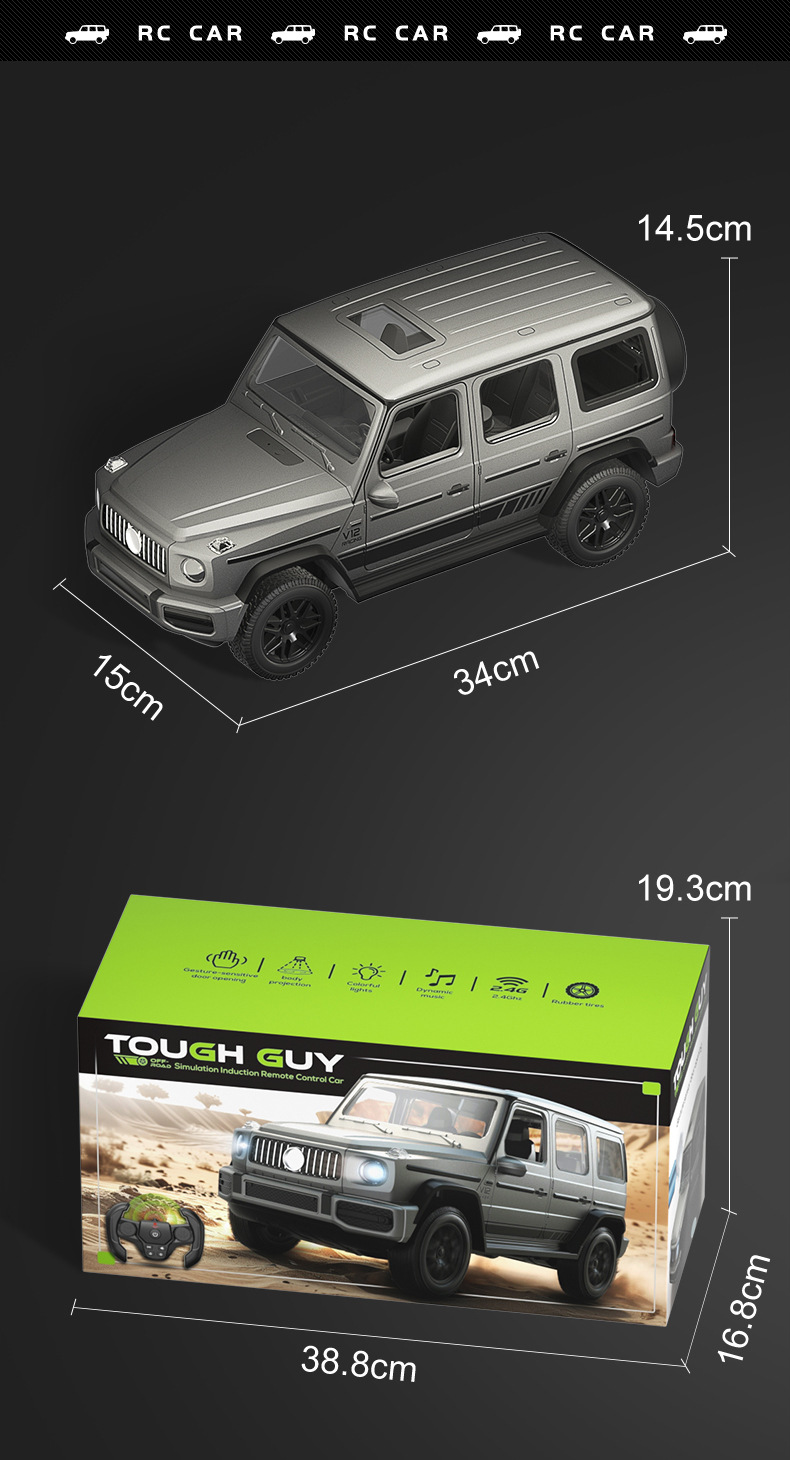 [Silvery] Simulation 1:14 climbing off-road vehicle model Gesture sensing RC remote control car children