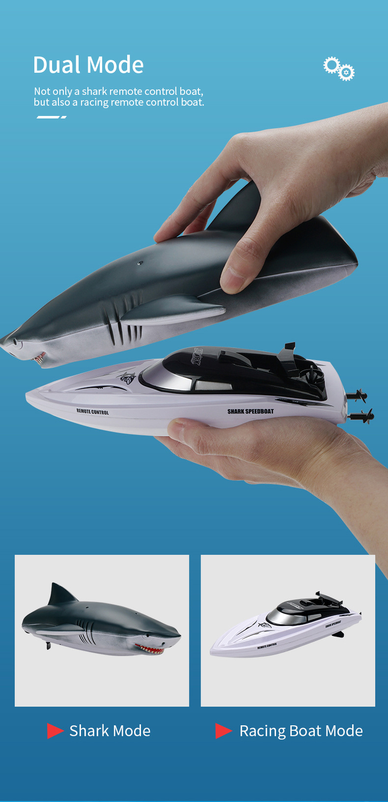 Simulation Shark 2.4G remote control boat high-speed electric water speedboat Toy boat Children