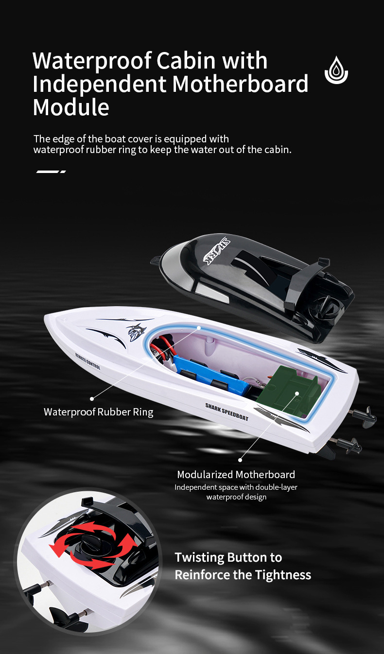 Simulation Shark 2.4G remote control boat high-speed electric water speedboat Toy boat Children