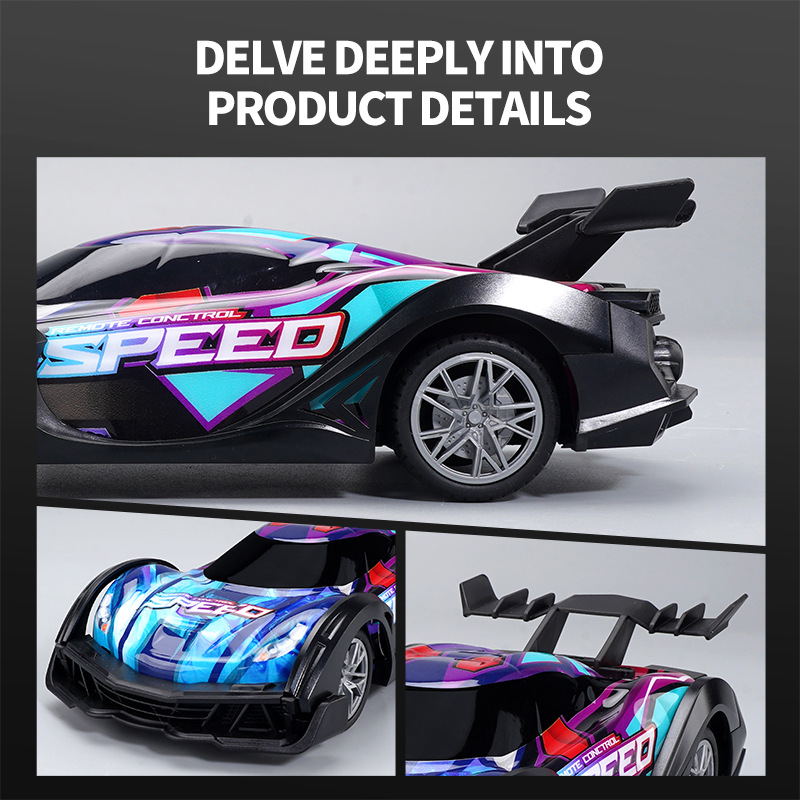 [Purple] Colorful light four-way drift racing car children