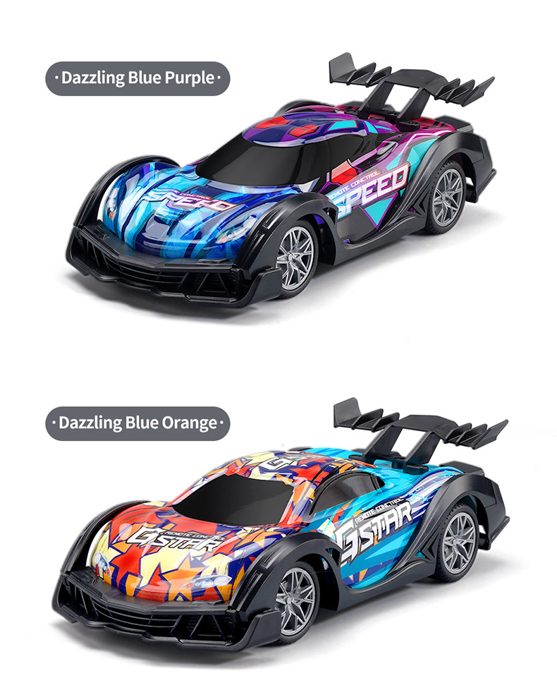 [Purple] Colorful light four-way drift racing car children