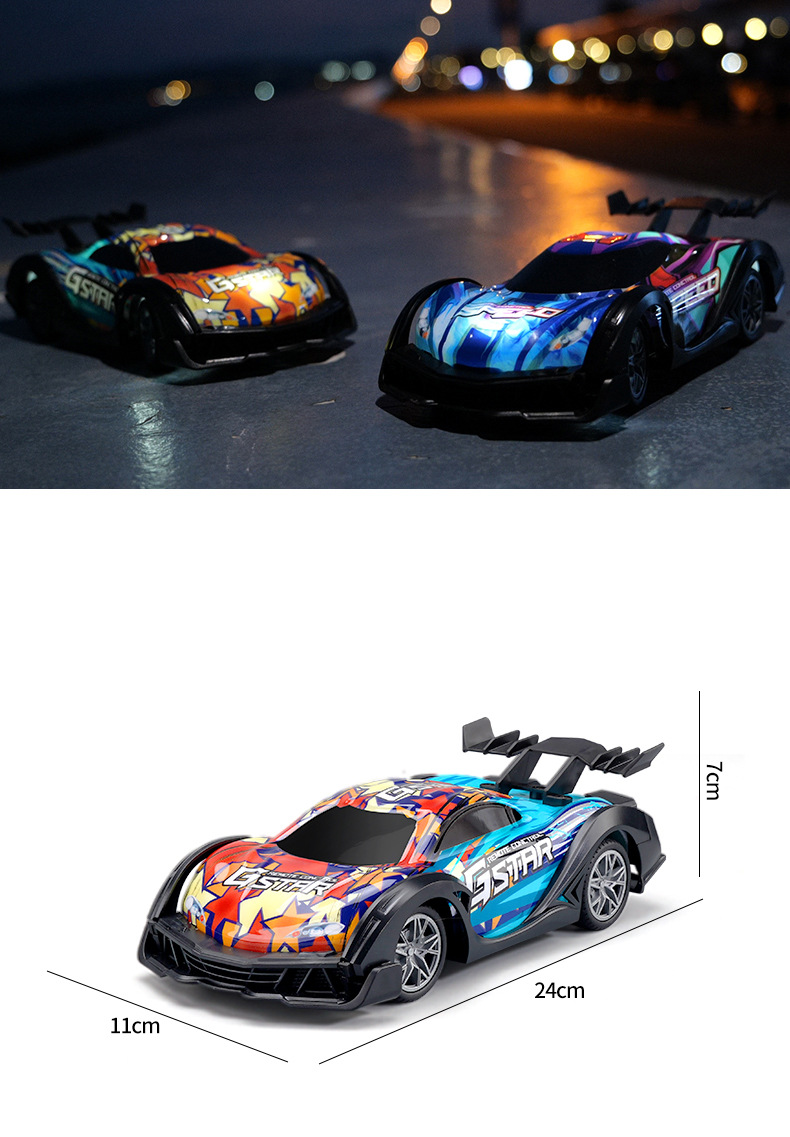 [Purple] Colorful light four-way drift racing car children