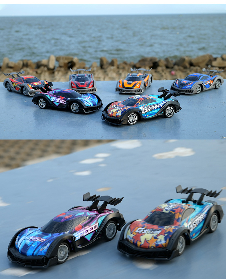 [Orange] Colorful light four-way drift racing car children