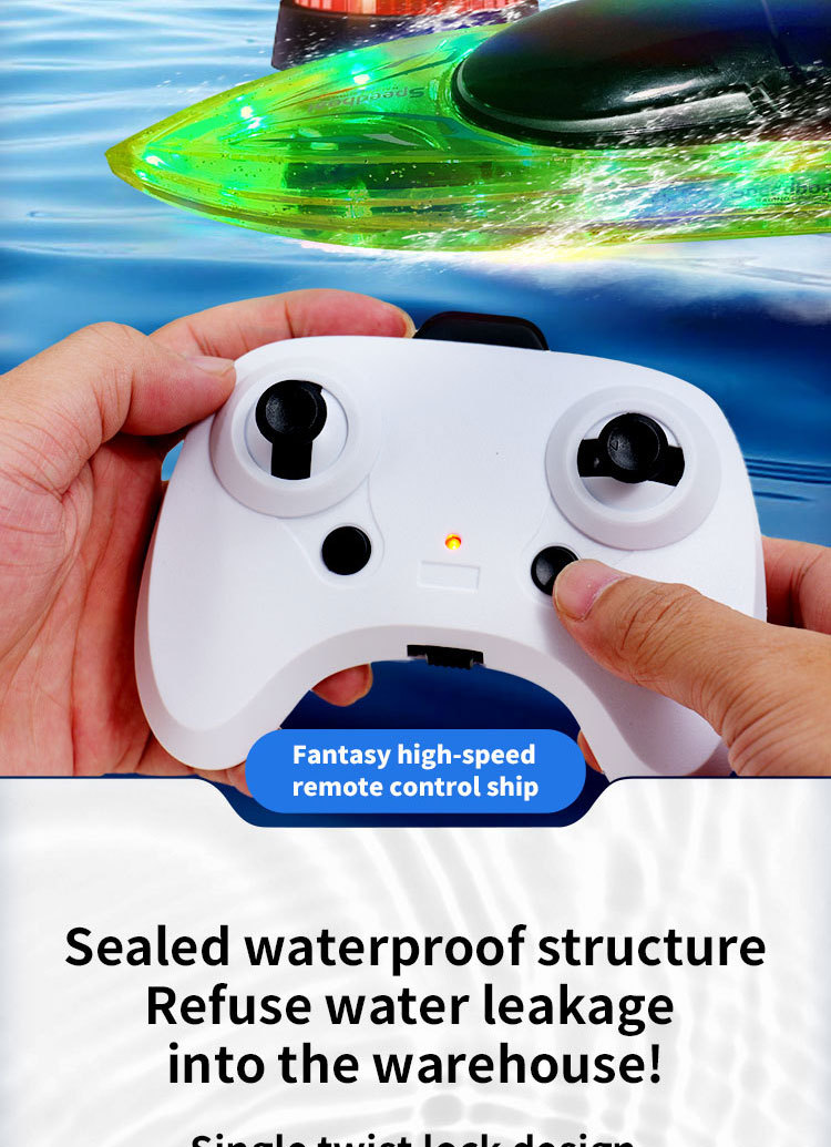 [Yellow] 2.4G water speed boat switch reset light remote control boat Children