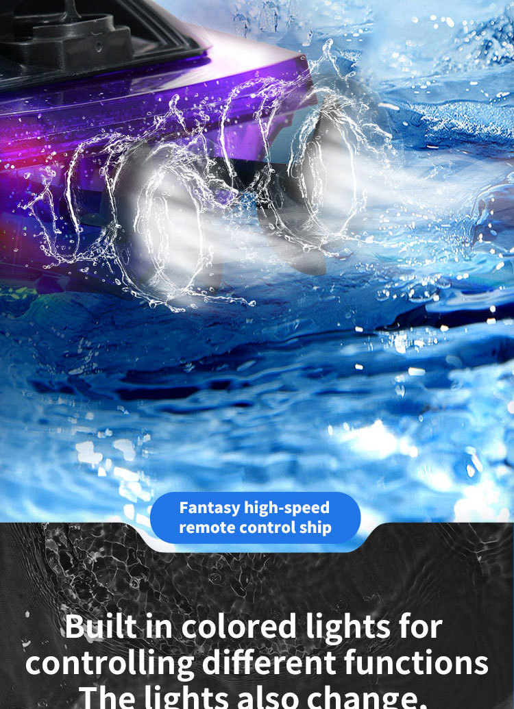 [Purple] 2.4G water speed boat switch reset light remote control boat Children