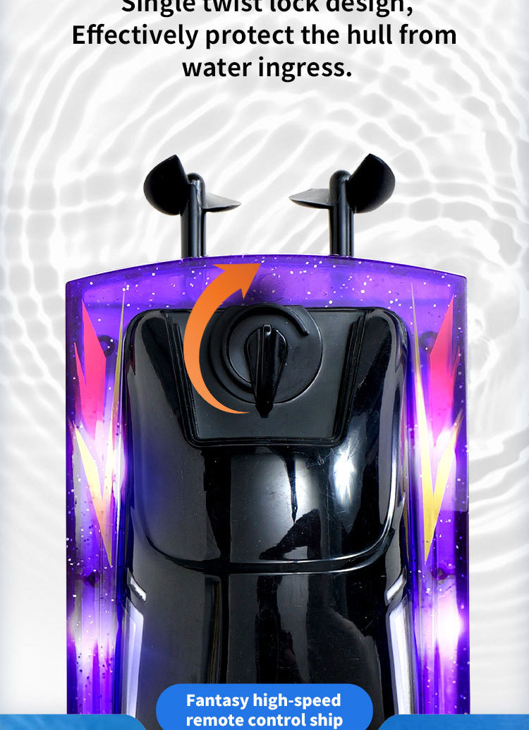 [Purple] 2.4G water speed boat switch reset light remote control boat Children