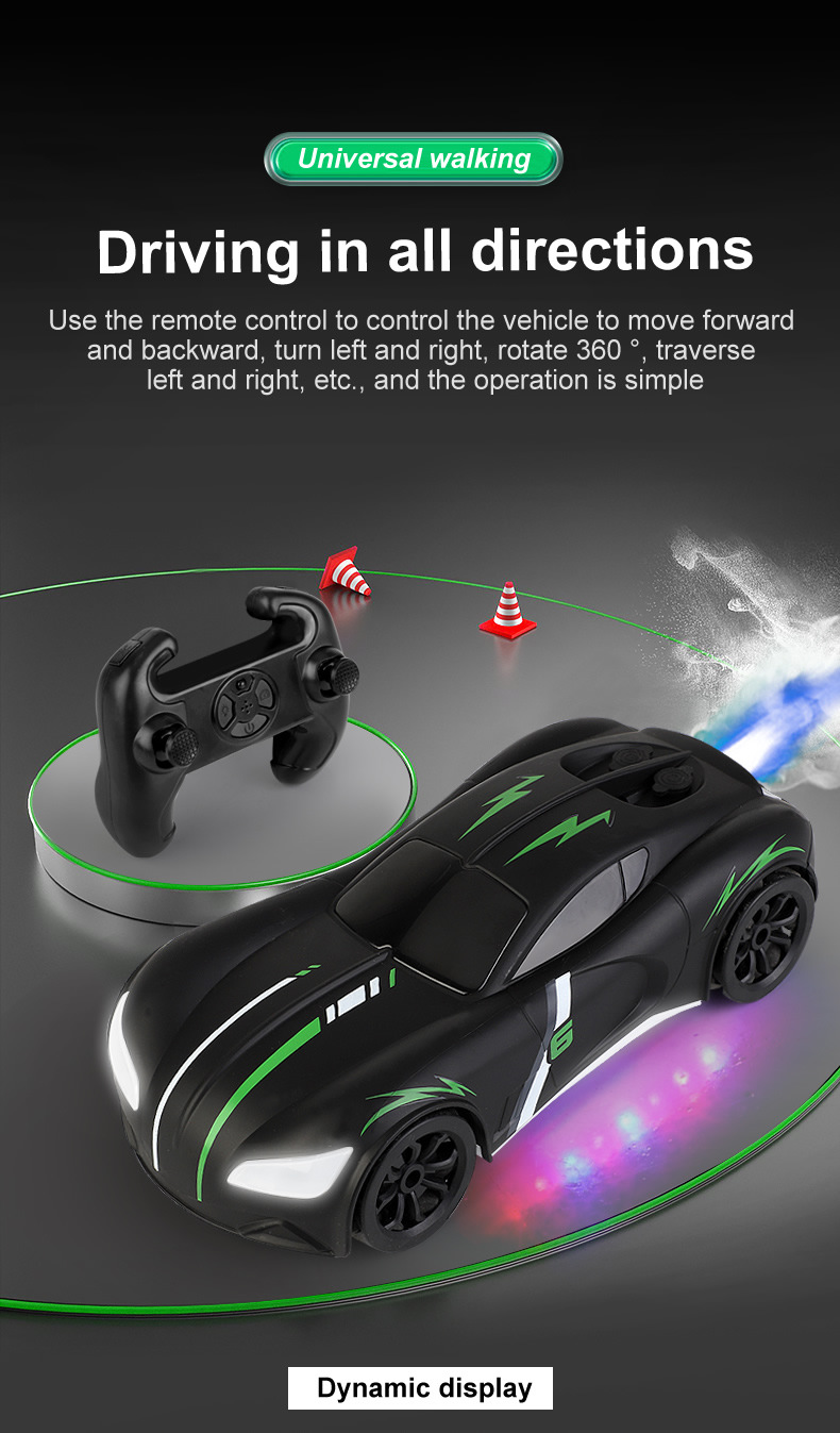 2.4g remote control spray ultra Drift racing car high speed lights music electric kids 1:12 toy car  1203H