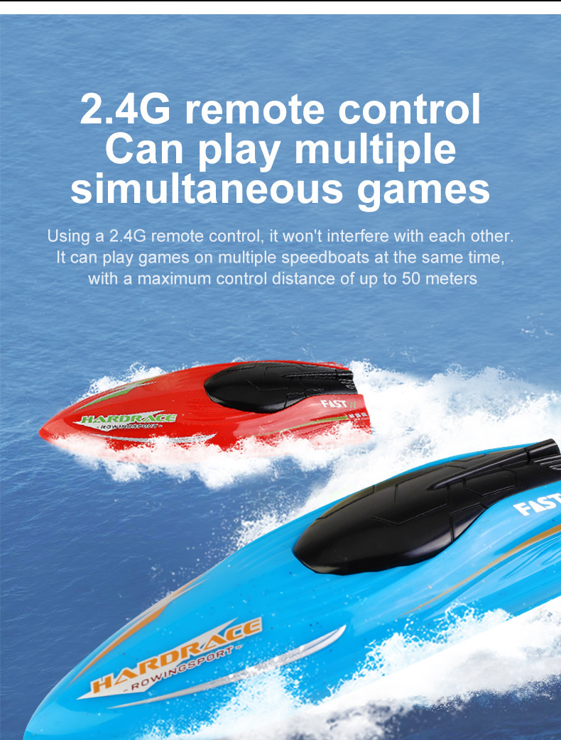 [Blue] Mini 2.4G remote control boat simulation electric speedboat model children