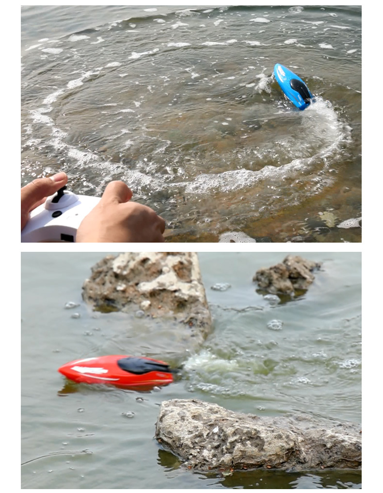 [Blue] Mini 2.4G remote control boat simulation electric speedboat model children