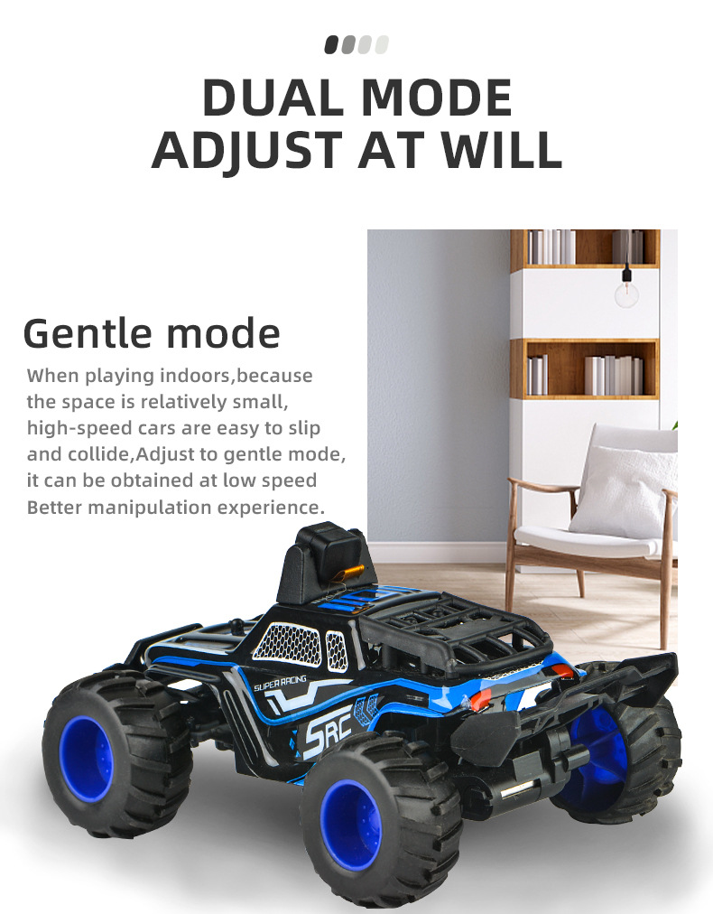 [Blue] 2.4G mini HD camera car WIFI climbing off-road high-speed remote control car children