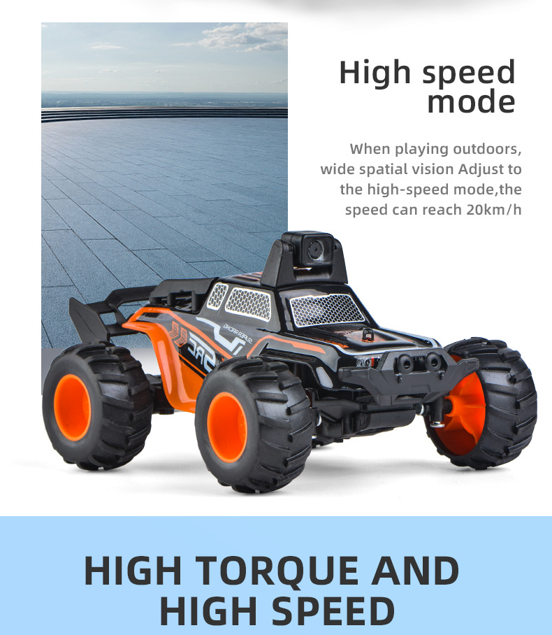 [Blue] 2.4G mini HD camera car WIFI climbing off-road high-speed remote control car children