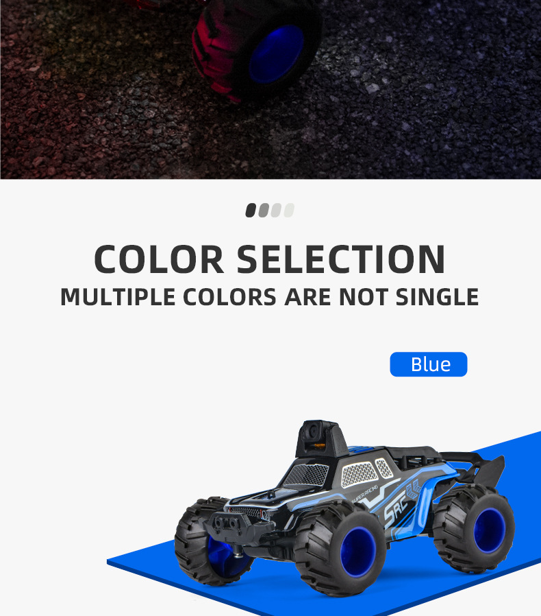 [Blue] 2.4G mini HD camera car WIFI climbing off-road high-speed remote control car children