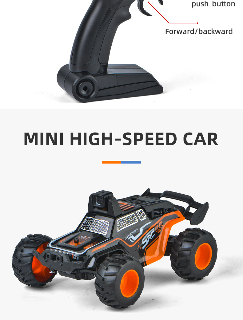 [Blue] 2.4G mini HD camera car WIFI climbing off-road high-speed remote control car children