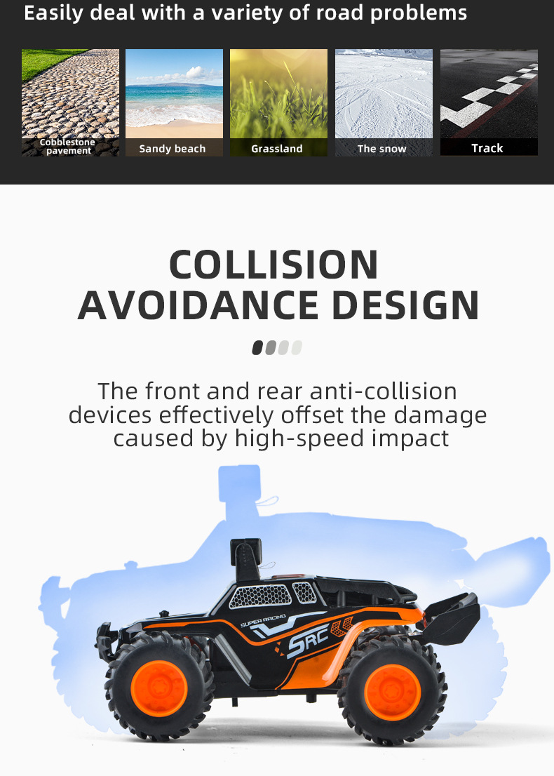 [Orange] 2.4G mini HD camera car WIFI climbing off-road high-speed remote control car children