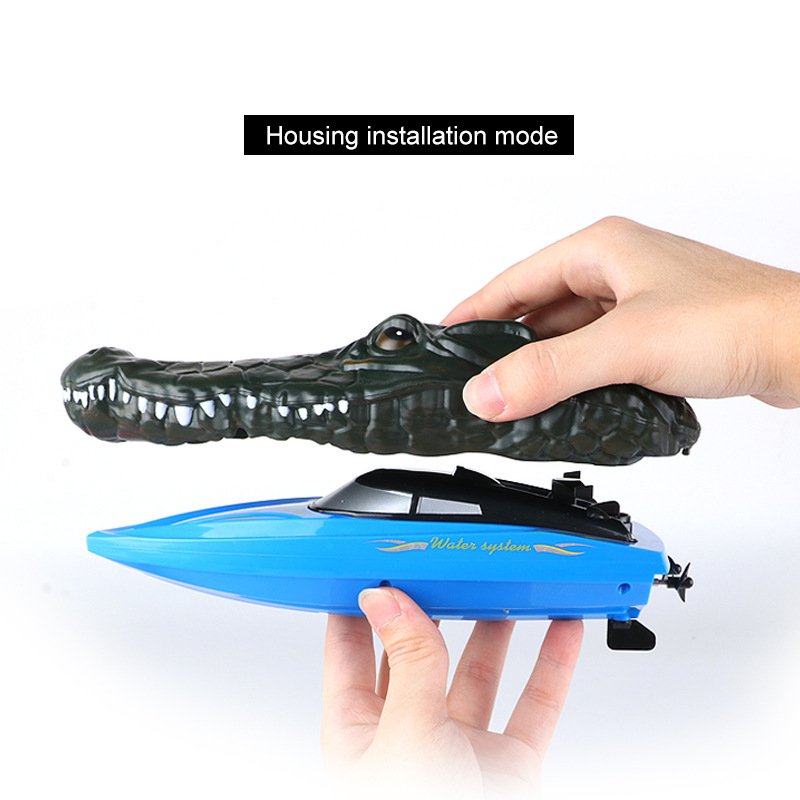 2.4G outdoor water crocodile remote control boat speedboat model children