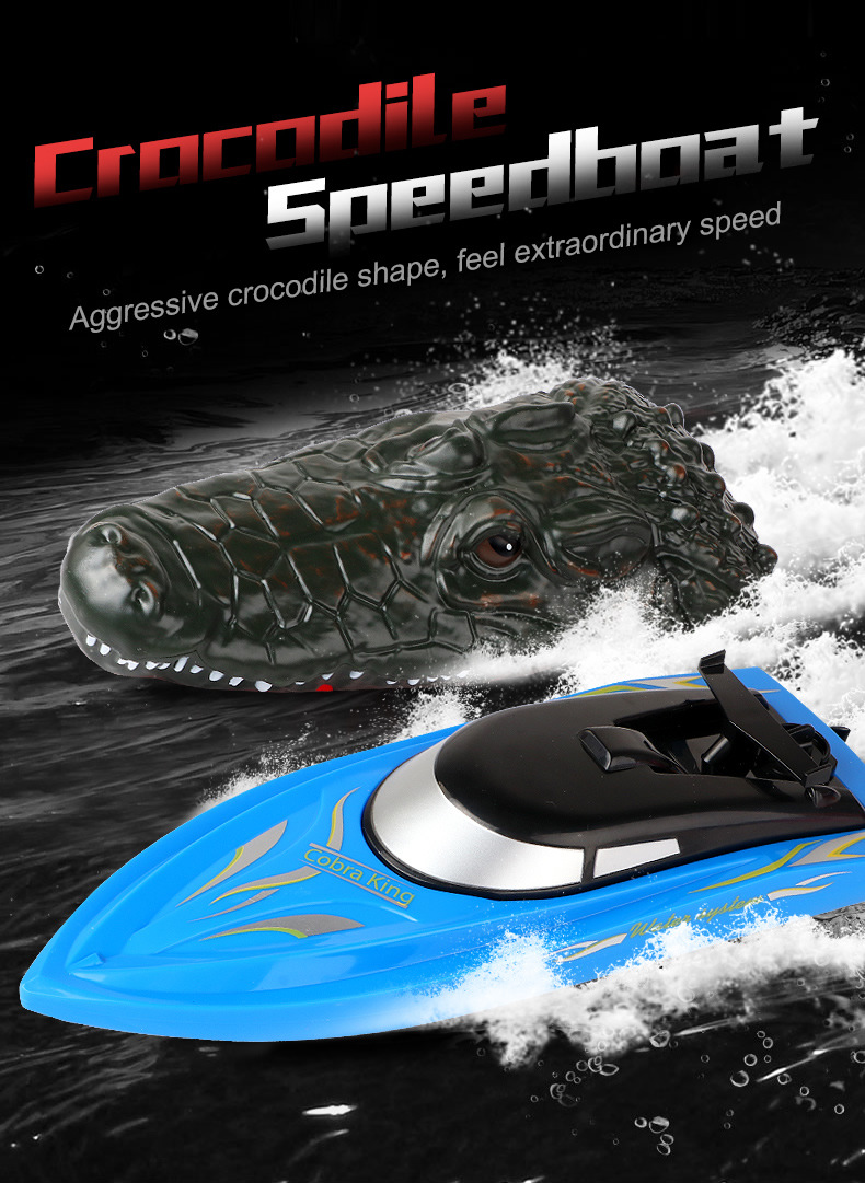 2.4G outdoor water crocodile remote control boat speedboat model children